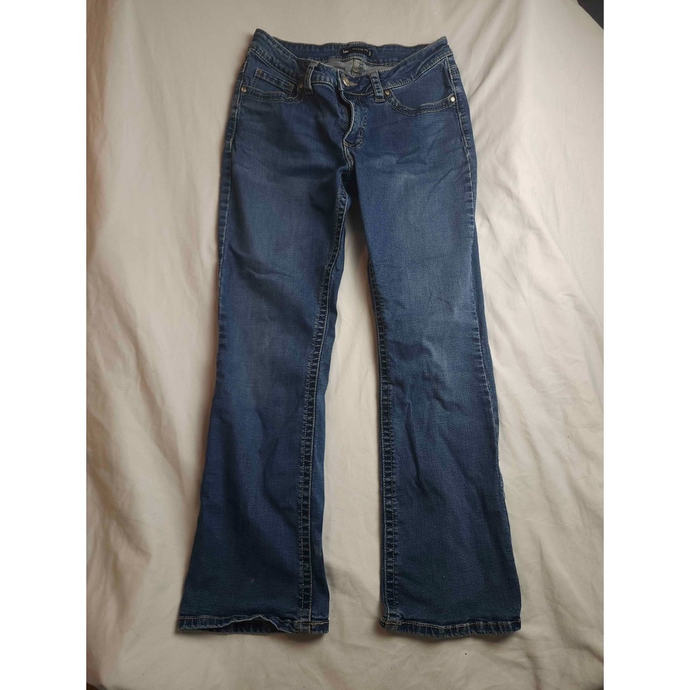 Lee Jeans‎ Womens 10 Short Blue Medium Wash Denim Bootcut Mid Rise Fit Casual
